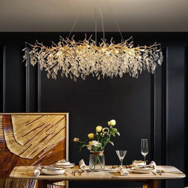 CITRA 1200MM Long Golden Waterdrop Crystal Chandelier Ceiling Lights Hanging for Living and Dining Room - Warm White